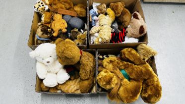 4 X BOXES CONTAINING AN EXTENSIVE COLLECTION OF TEDDY BEARS TO INCLUDE EXAMPLES MARKED TY,