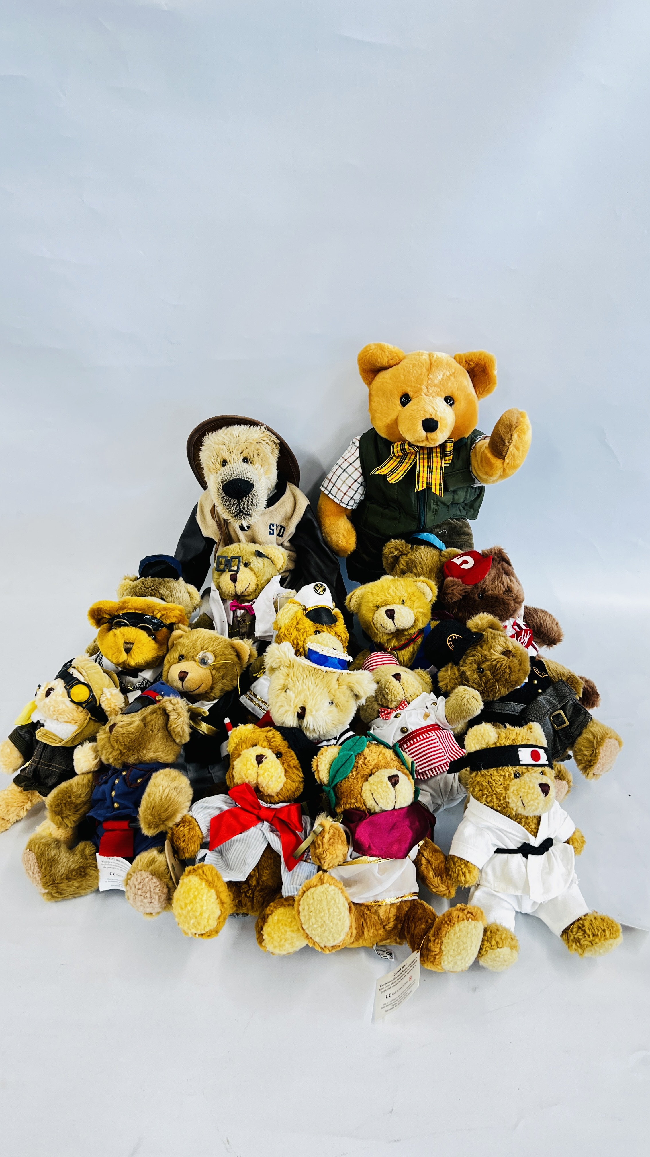 A BOX OF GOOD QUALITY TEDDY BEARS TO INCLUDE MANY EXAMPLES MARKED "THE TEDDY BEAR COLLECTION".