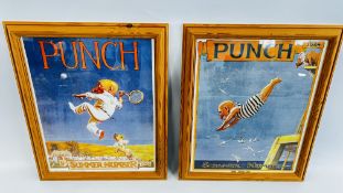 TWO PINE FRAMED (R) PUNCH "SUMMER NUMBER" PRINTS EACH 40 X 39CM.