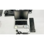 HP ELITEBOOK 840 LAPTOP CORE i5 COMPLETE WITH CHARGER & HP ULTRASLIM DOCKING STATION - NO OPERATING