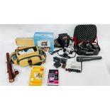 A GROUP OF PHOTOGRAPHIC AND VIDEO EQUIPMENT TO INCLUDE MAMIYA ZE 35MM SLR CAMERA IN CARRY CASE WITH