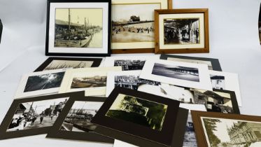 MOUNTED AND GLAZED PHOTOGRAPHS OF EDWARDIAN AND LATER DAY LOWESTOFT.
