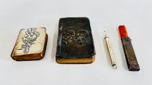 A SILVER FRONTED LONDON 1909 WILLIAM COMYNS & SONS PRAYER BOOK, 1 OTHER SILVER PRAYER BOOK AF,