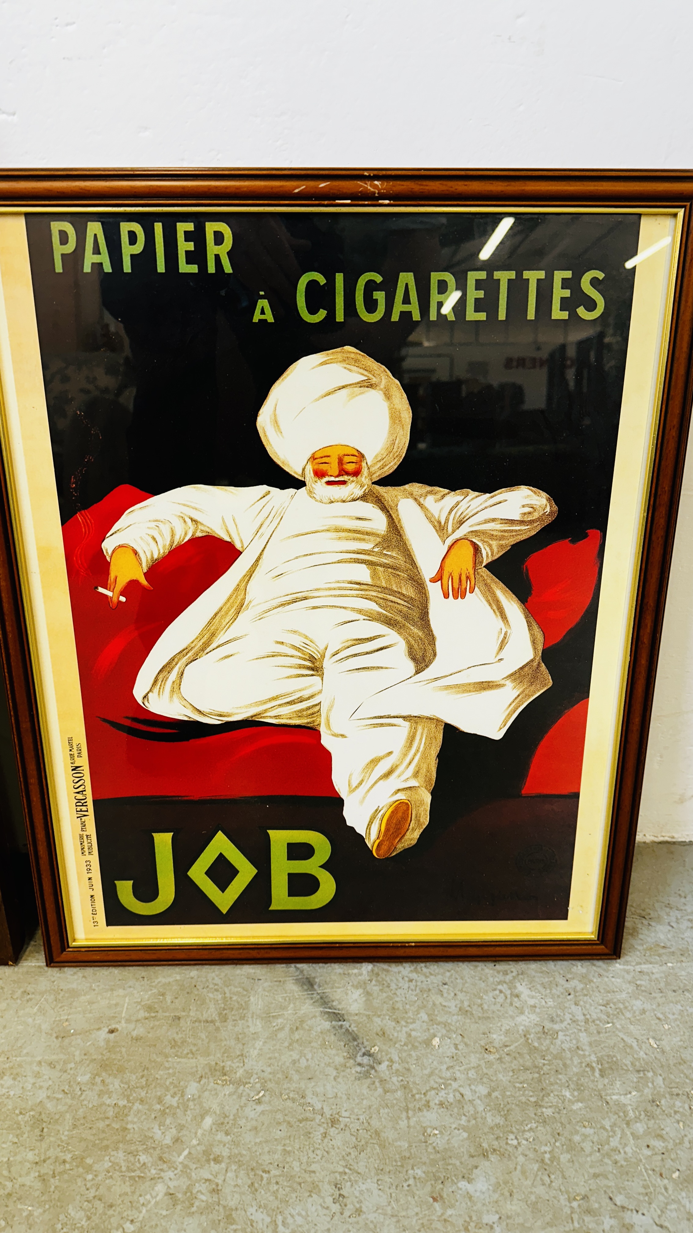 (R) FRAMED ASTI CINZANO ADVERTISING PRINT 66 X 45CM ALONG WITH (R) JOB CIGARETTES ADVERTISING PRINT - Bild 4 aus 4