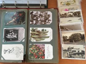 POSTCARDS: A COLLECTION IN TWO ALBUMS AND LOOSE INCLUDING WITHAM 1905 RAILWAY SMASH BY SPALDING (12,