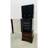 KENWOOD MIDI HI-FI SYSTEM IN CABINET COMPLETE WITH LOUDSPEAKERS,