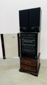 KENWOOD MIDI HI-FI SYSTEM IN CABINET COMPLETE WITH LOUDSPEAKERS,