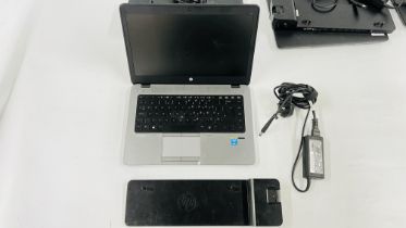 HP ELITEBOOK 840 LAPTOP CORE i5 COMPLETE WITH CHARGER & HP ULTRASLIM DOCKING STATION - NO OPERATING