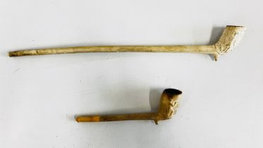 TWO ANTIQUE CLAY PIPES INCLUDING BOXING PIPER FROM SMITH V SULLIVAN.