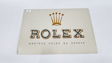 A REPRODUCTION TIN "ROLEX" ADVERTISING SIGN W 60 X H 40CM.