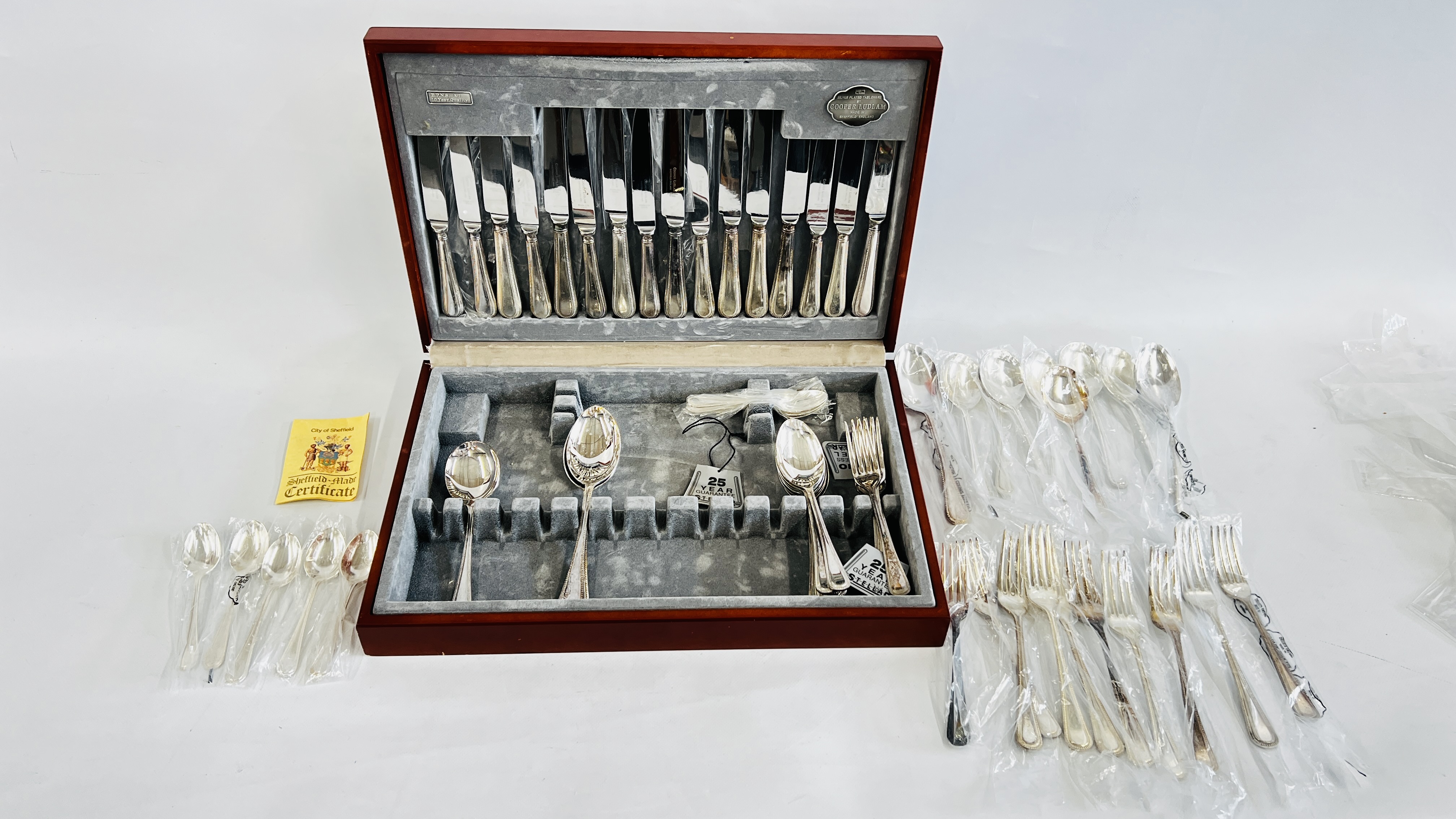 A CASED CANTEEN OF CUTLERY BY COOPER LUDLAM.
