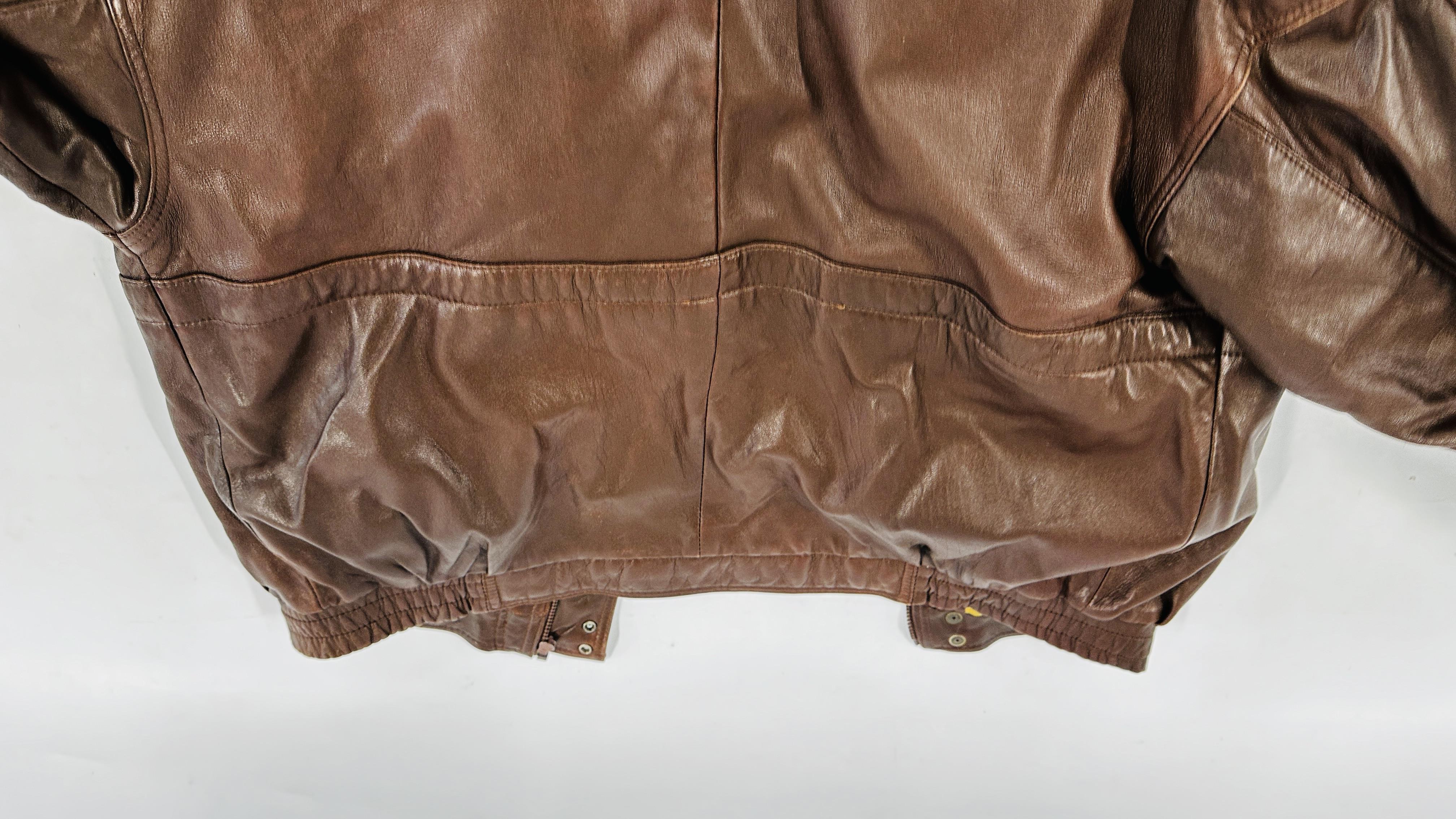 A GENTS BROWN LEATHER JACKET MARKED "SARDAR" SIZE L. - Image 9 of 9