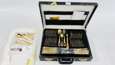 A CASED CANTEEN OF SBS SOLINGEN GILDED CUTLERY (12 PLACE SETTING).