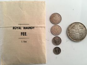 COINS: MAUNDY SET, 1966 PLUS VICTORIAN 1883 FLORIN.