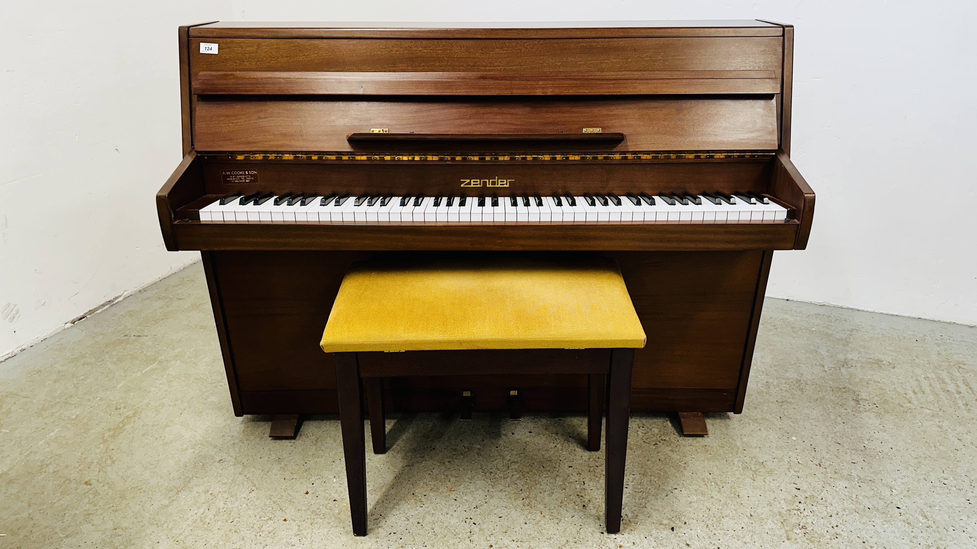 ZENDER MODERN UPRIGHT OVERSTRUNG PIANO, WIDTH 133CM,