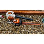 STIHL PETROL DRIVEN GARDEN BLOWER AND STIHL HS45 PETROL DRIVEN HEDGE TRIMMER - AS CLEARED,