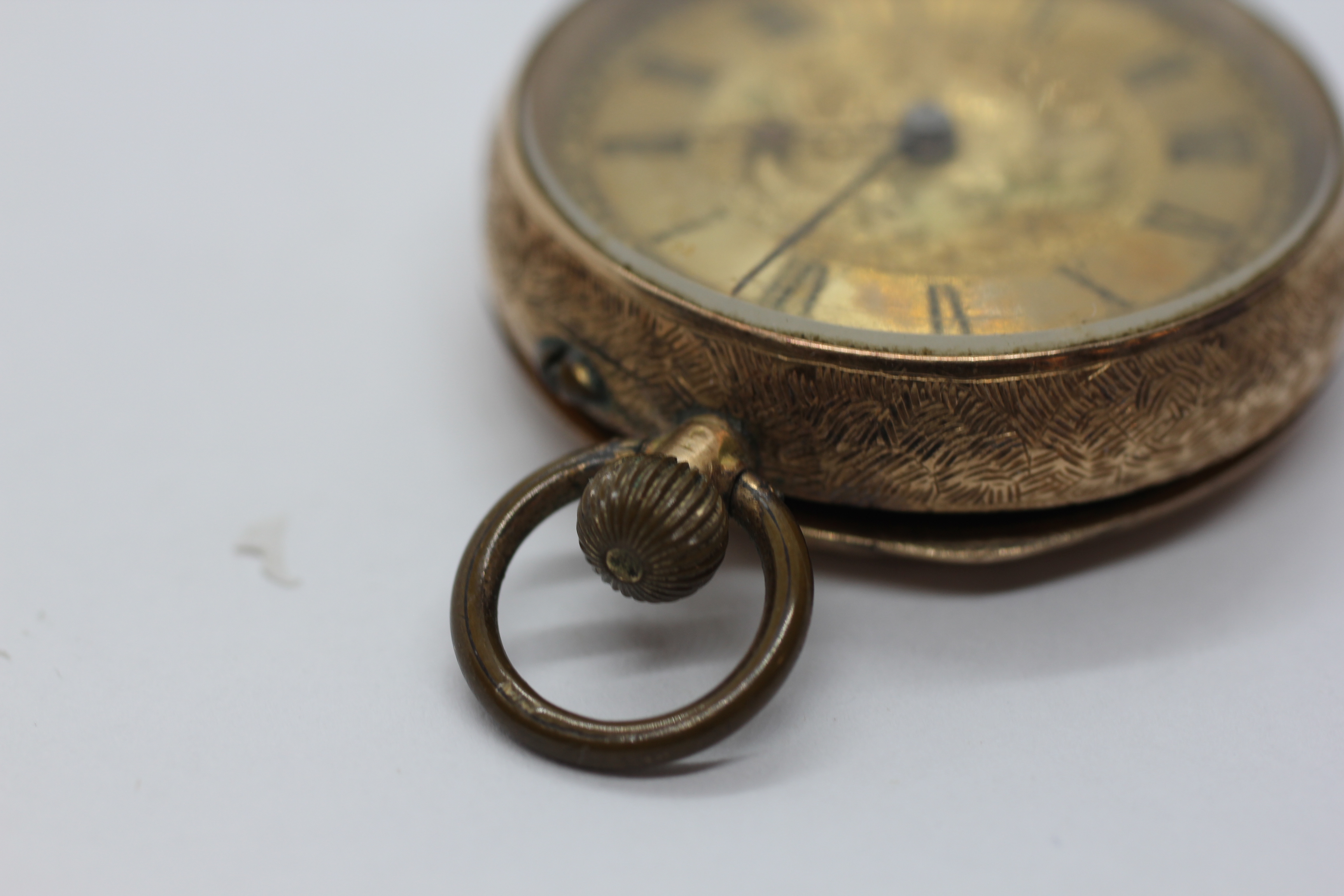 AN ELABORATE ANTIQUE FOB WATCH, THE CASE MARKED 14K. - Bild 5 aus 14