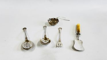 5 PIECES OF VINTAGE CHRISTOFLE TO INC TEA STRAINERS, PIECED SPOONS ETC.