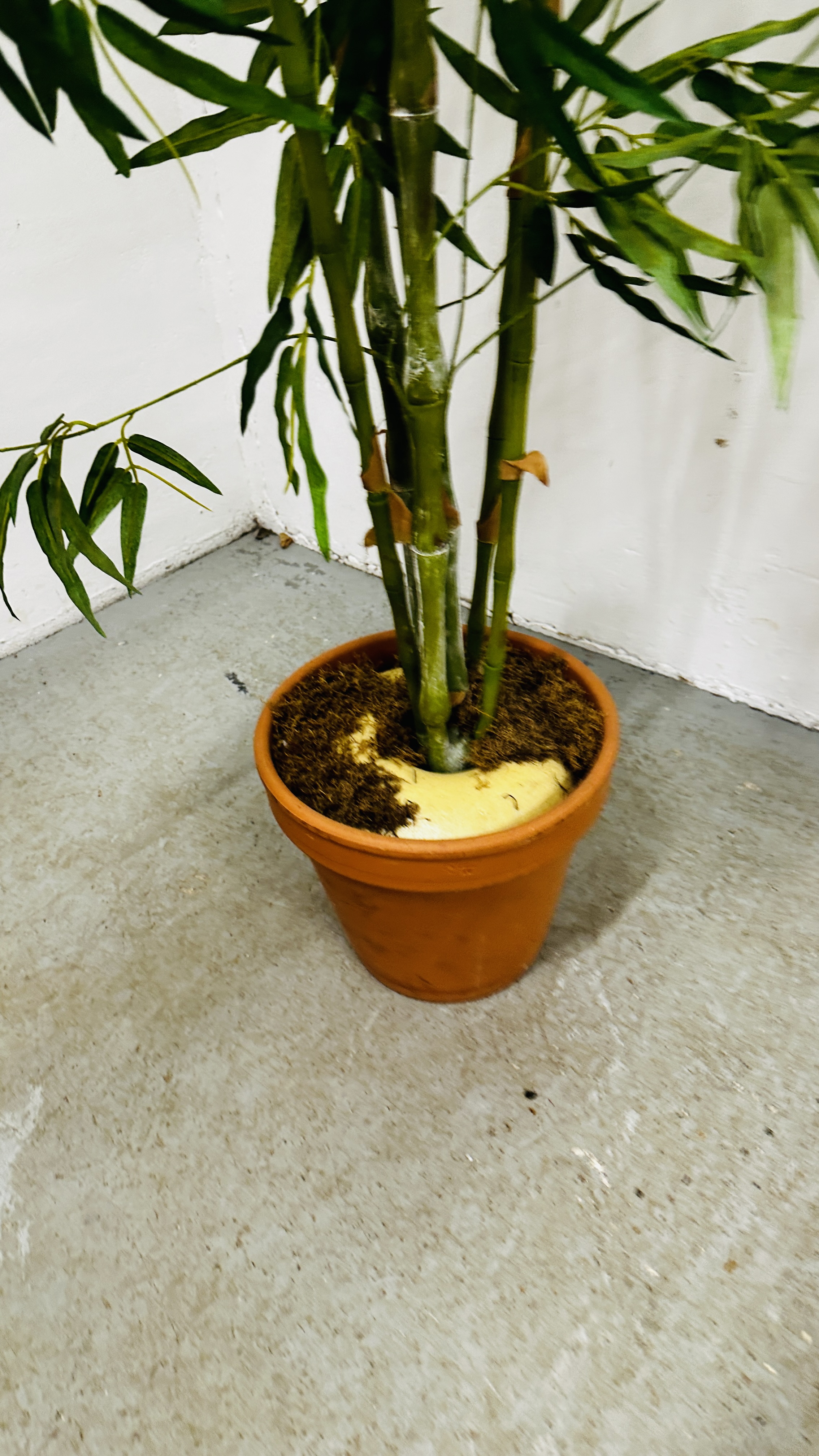 A LARGE ARTIFICIAL BAMBOO PLANT IN A TERRACOTTA POT - H 230CM. - Image 3 of 9