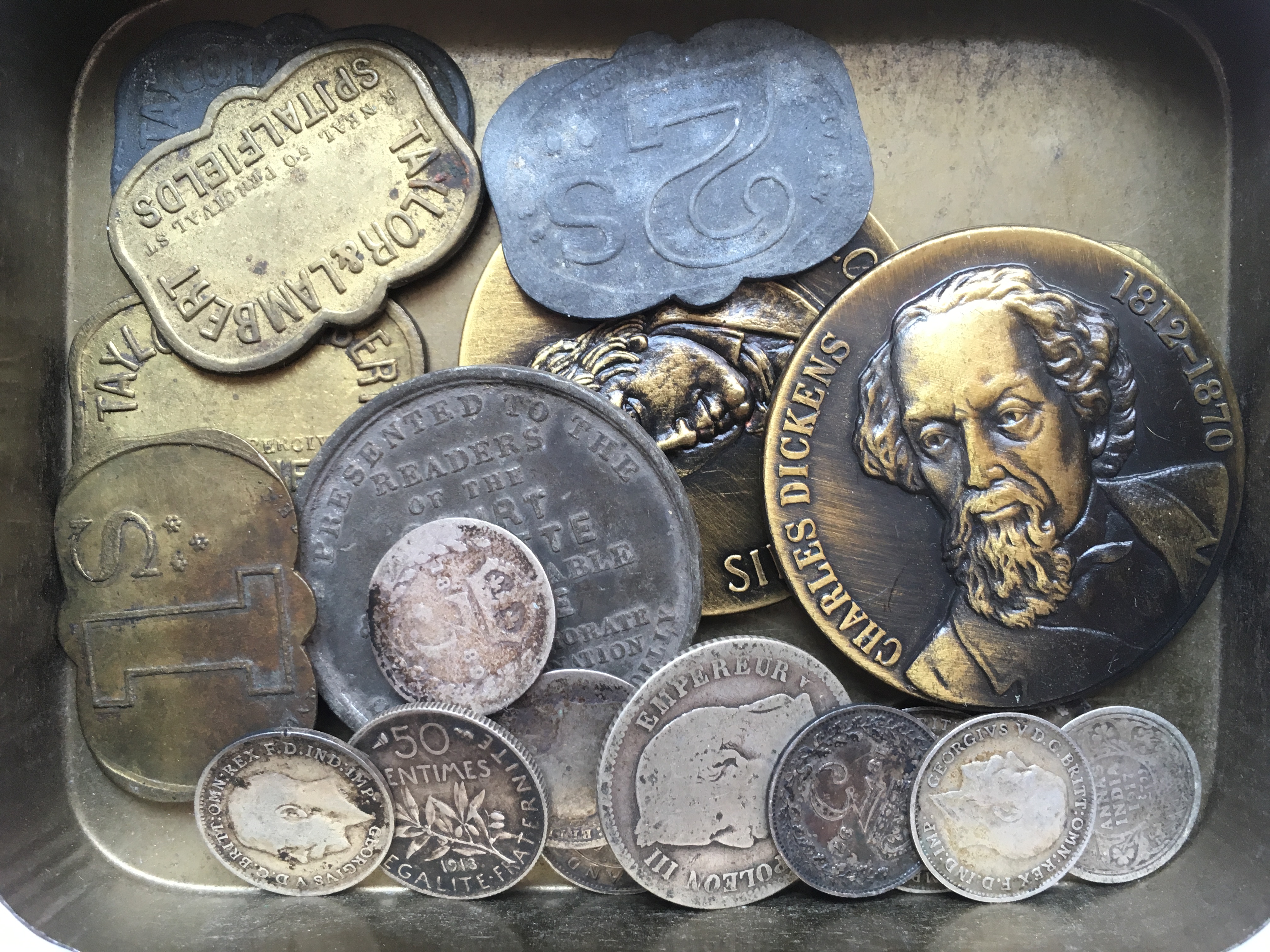 COINS: TUB OF MIXED MAINLY UK WITH 1797 CARTWHEEL TWOPENCE, A FEW SILVER, BRASS THREEPENCE 1937, - Image 5 of 9