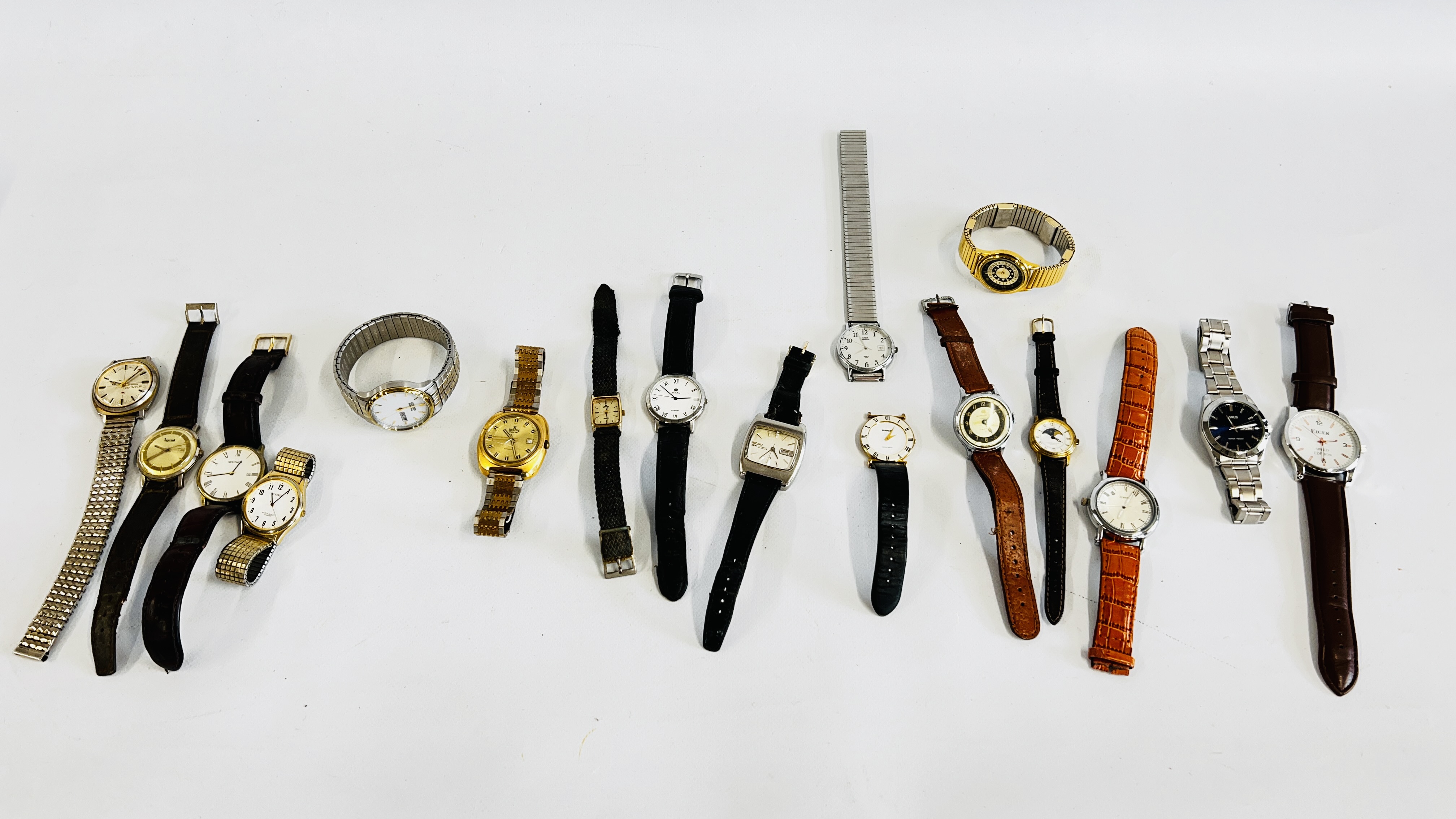 GROUP OF 17 GENT'S WRIST WATCHES TO INCLUDE SEIKO, SEKONDA, CITIZEN ECO DRIVE ETC.