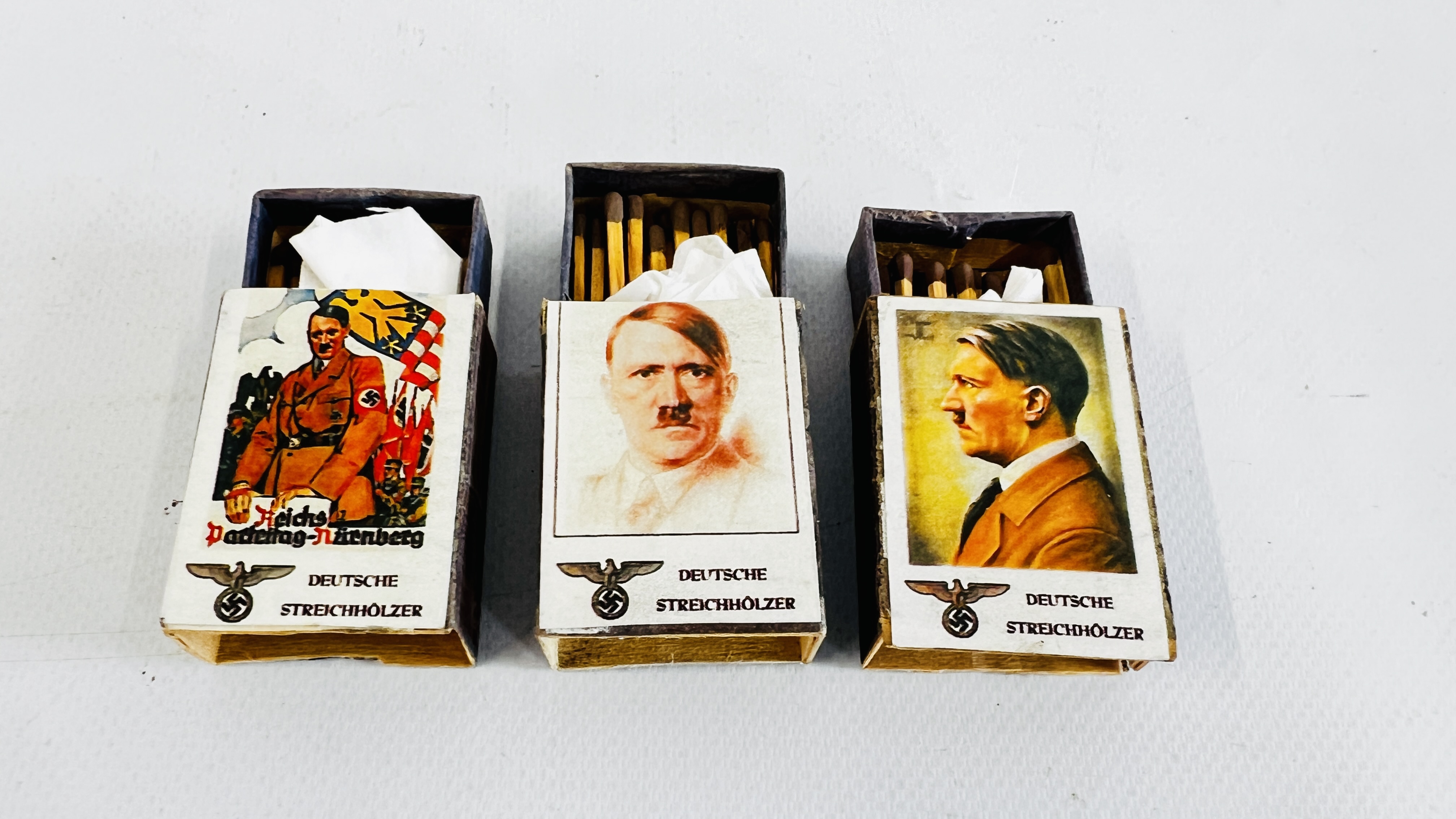 A GROUP THREE MATCHBOXES DEPICTING AN IMAGE OF "HITLER". - Image 6 of 6