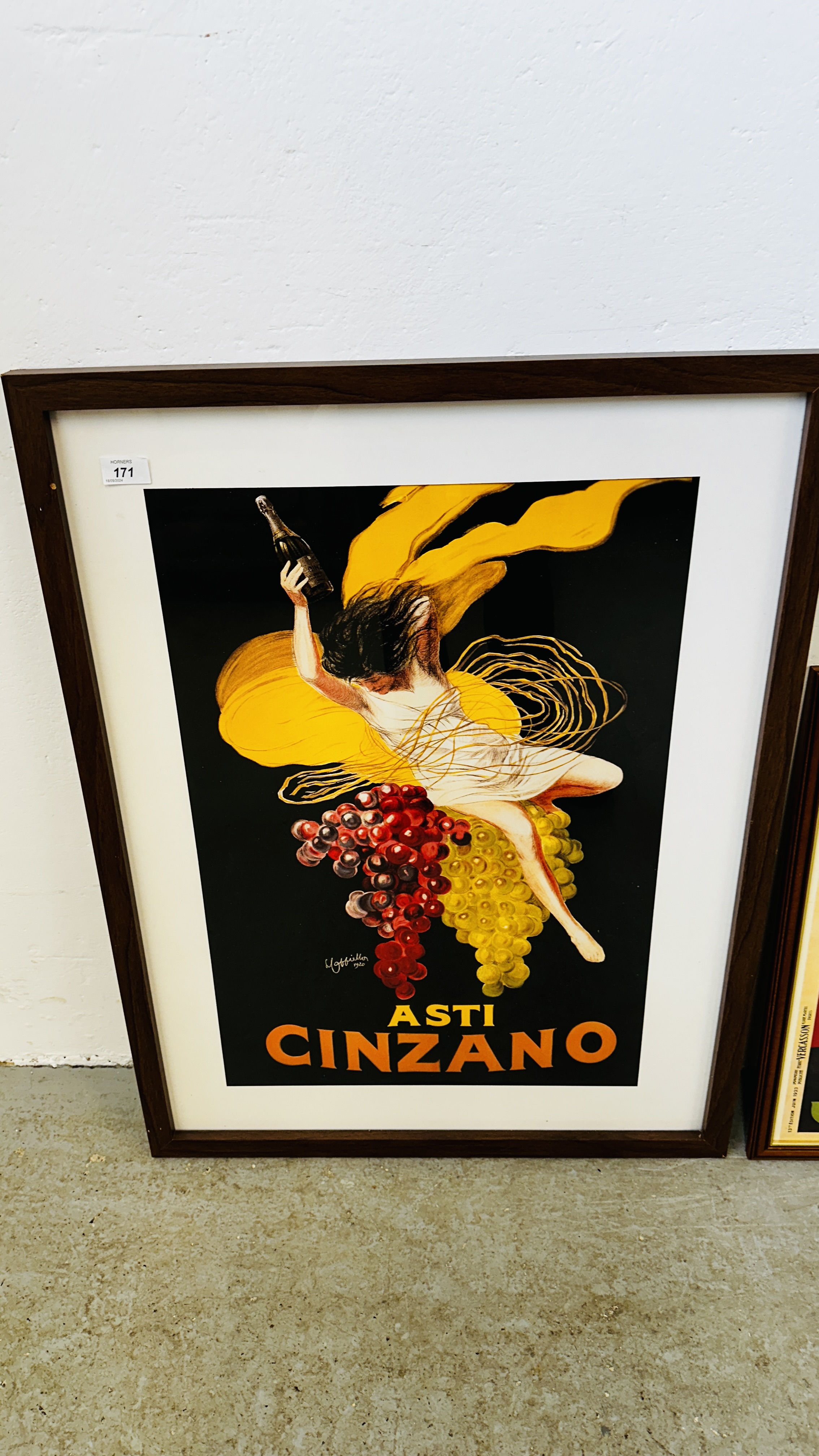 (R) FRAMED ASTI CINZANO ADVERTISING PRINT 66 X 45CM ALONG WITH (R) JOB CIGARETTES ADVERTISING PRINT - Bild 2 aus 4