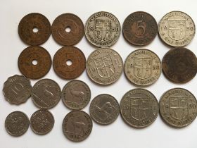 COINS: SMALL BOX MIXED INCLUDING A SELECTION OF MAURITIUS,