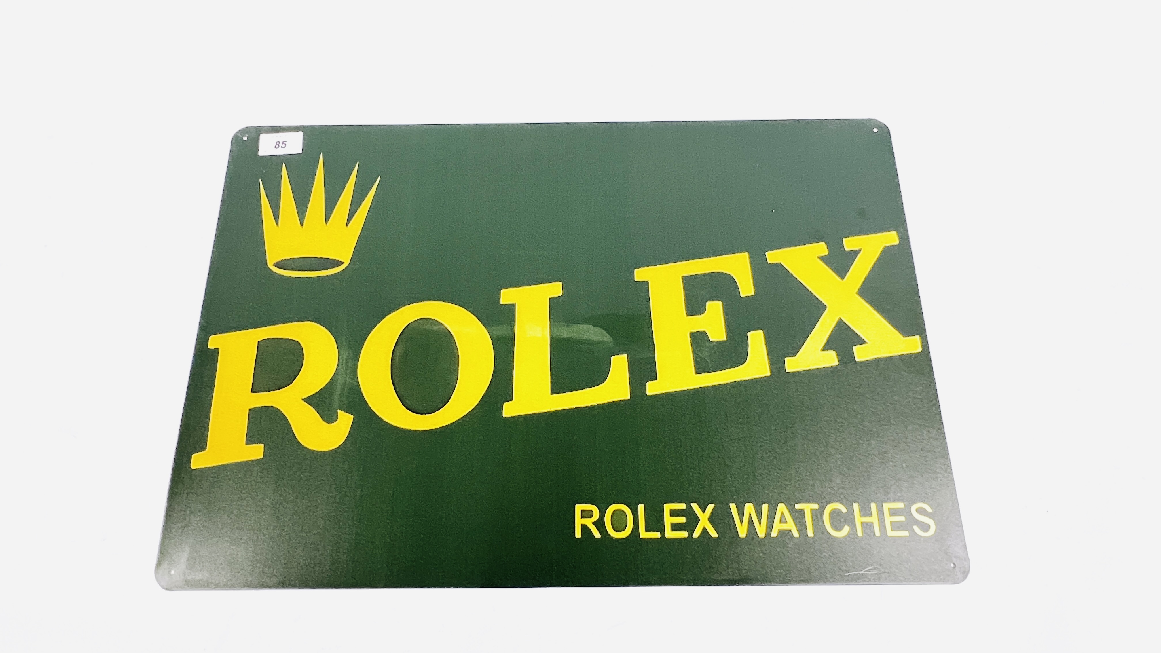 A REPRODUCTION TIN "ROLEX" ADVERTISING SIGN W 60 X H 40CM.