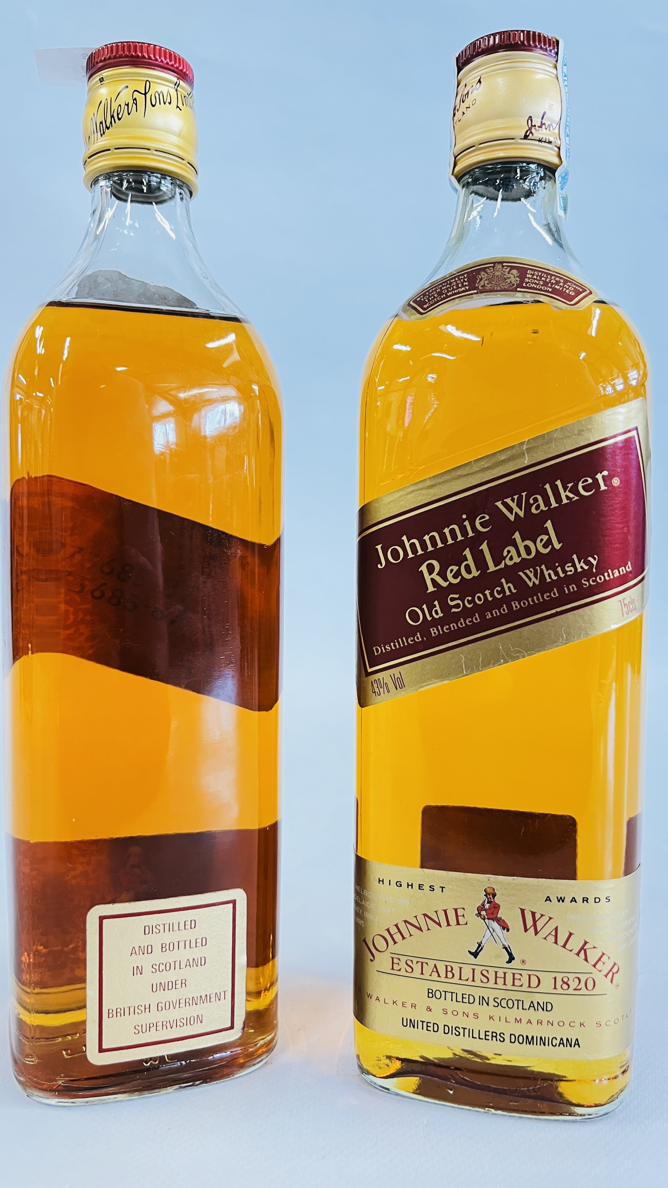 2 X 75CL BOTTLES OF "JOHNNIE WALKER" RED LABEL OLD SCOTCH WHISKY. - Image 2 of 4