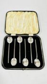 A CASED SET OF 6 SILVER SPOONS, SHEFFIELD ASSAY, R.P.