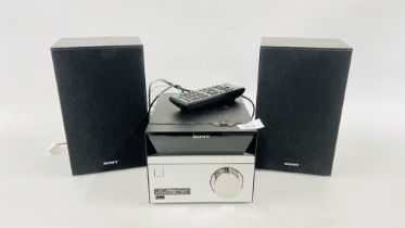 A SONY HOME AUDIO SYSTEM CMT-S20 CONTROL AND SPEAKERS MODEL No. HCD-S20 - SOLD AS SEEN.