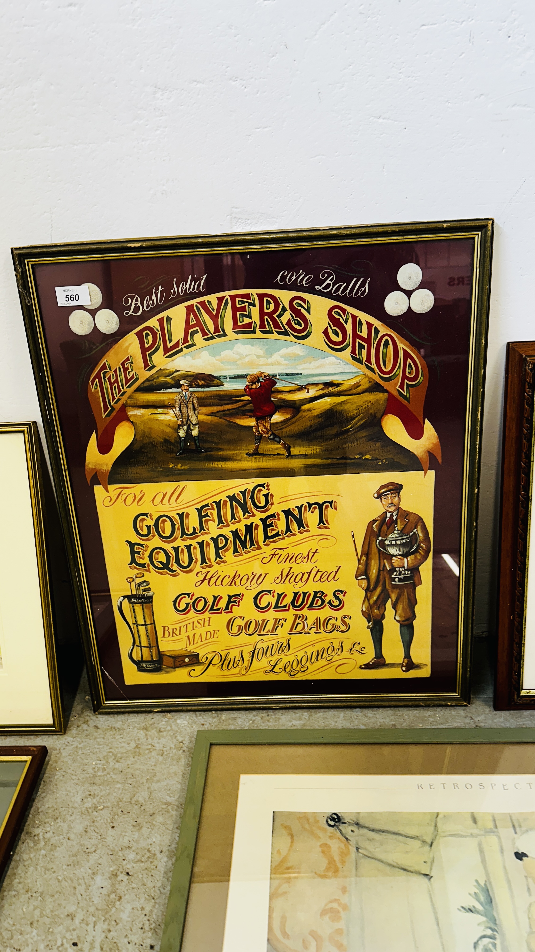 A GROUP OF FIVE VARIOUS PRINTS AND PICTURES TO INCLUDE (R) GOLF ADVERTISING PRINT, - Bild 2 aus 6