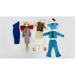 A VINTAGE THUNDERBIRDS LADY PENELOPE DOLL ALONG WITH A COLLECTION OF CLOTHING AND ACCESSORIES TO