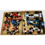 2 X TRAYS CONTAINING A GROUP OF ASSORTED DIE-CAST MODEL RACING CARS TO INCLUDE EXAMPLES MARKED