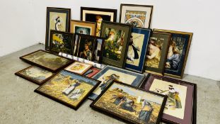 AN EXTENSIVE GROUP OF WELL EXECUTED FRAMED NEEDLEWORK / CRAFT PICTURES (APPROX 21).
