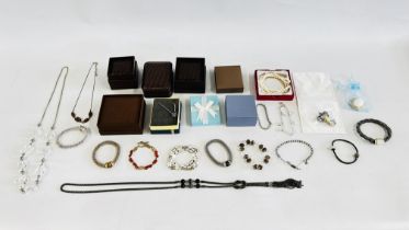 2 X BOXES OF ASSORTED COSTUME JEWELLERY TO INCLUDE A PEARL NECKLACE,