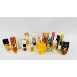 A BOX CONTAINING A GROUP OF 15 BOXED PART USED FRAGRANCES TO INCLUDE EXAMPLES MARKED CLINIQUE,