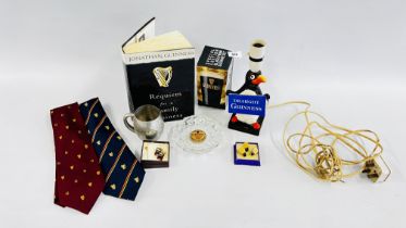 GUINNESS MERCHANDISE TO INCLUDE VINTAGE PENGUIN "DRAUGHT GUINNESS" TABLE LAMP, CUFF LINKS,