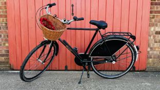 "DUTCHIE" GENTLEMAN'S THREE SPEED CLASSIC BICYCLE COMPLETE WITH LIGHTS, HORN, BASKET, CARRIER ETC.