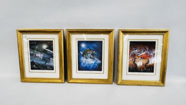 A GROUP OF 3 LIMITED EDITION FRAMED DRAGON PRINTS TO INCLUDE EXAMPLES TITLED "PURPLE DRAGON"