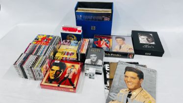 A COLLECTION OF ELVIS MEMORABILIA TO INCLUDE SINGLES COLLECTION, CALENDARS, REPRODUCTION EPHEMERA,