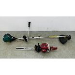 QUALCAST PETROL DRIVEN STRIMMER AND SOVEREIGN PETROL DRIVEN HEDGE TRIMMER - SOLD AS SEEN.