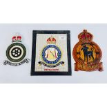 3 ANTIQUE WW2 RAF BOMBERS SQUADRON PLAQUES.