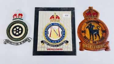 3 ANTIQUE WW2 RAF BOMBERS SQUADRON PLAQUES.