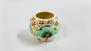 A VINTAGE "ZSOLNAY.HUNGARY" HAND PAINTED PORCELAIN VASE 72561A 113 DEPICTING MUSHROOMS H 6.5CM.