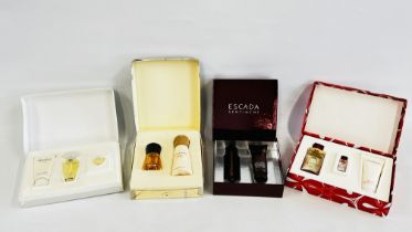 A GROUP OF 4 BOXED PERFUME GIFT SETS TO INCLUDE EXAMPLES MARKED "ESTEE LAUDER" DAZZLING SILVER,
