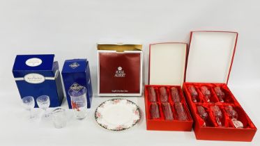 2 X BOXES CONTAINING A QUANTITY OF BOXED CRYSTAL GLASSWWARE TO INCLUDE ROYAL ALBERT,