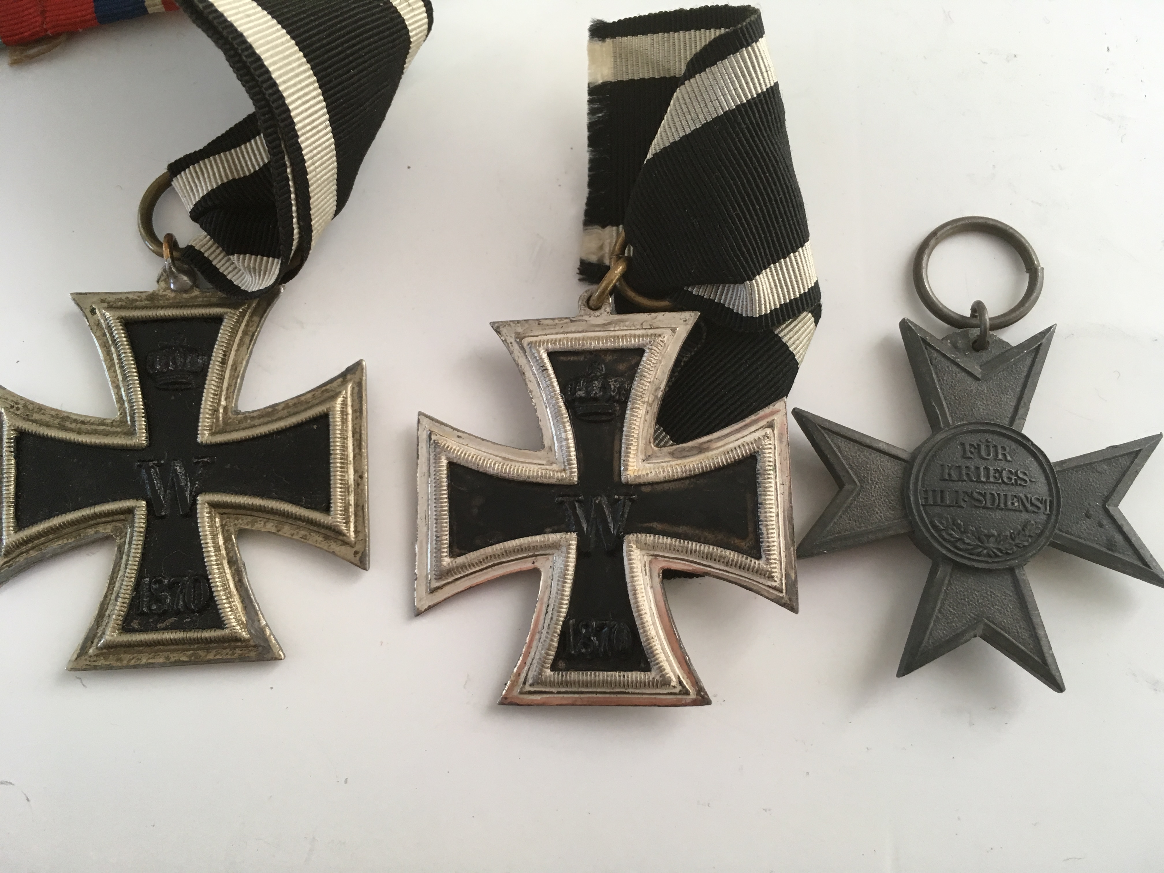 MEDALS: GERMAN WW1 MERIT CROSS FOR WAR AID (NO RIBBON), TWO IRON CROSS 1870, - Image 2 of 7