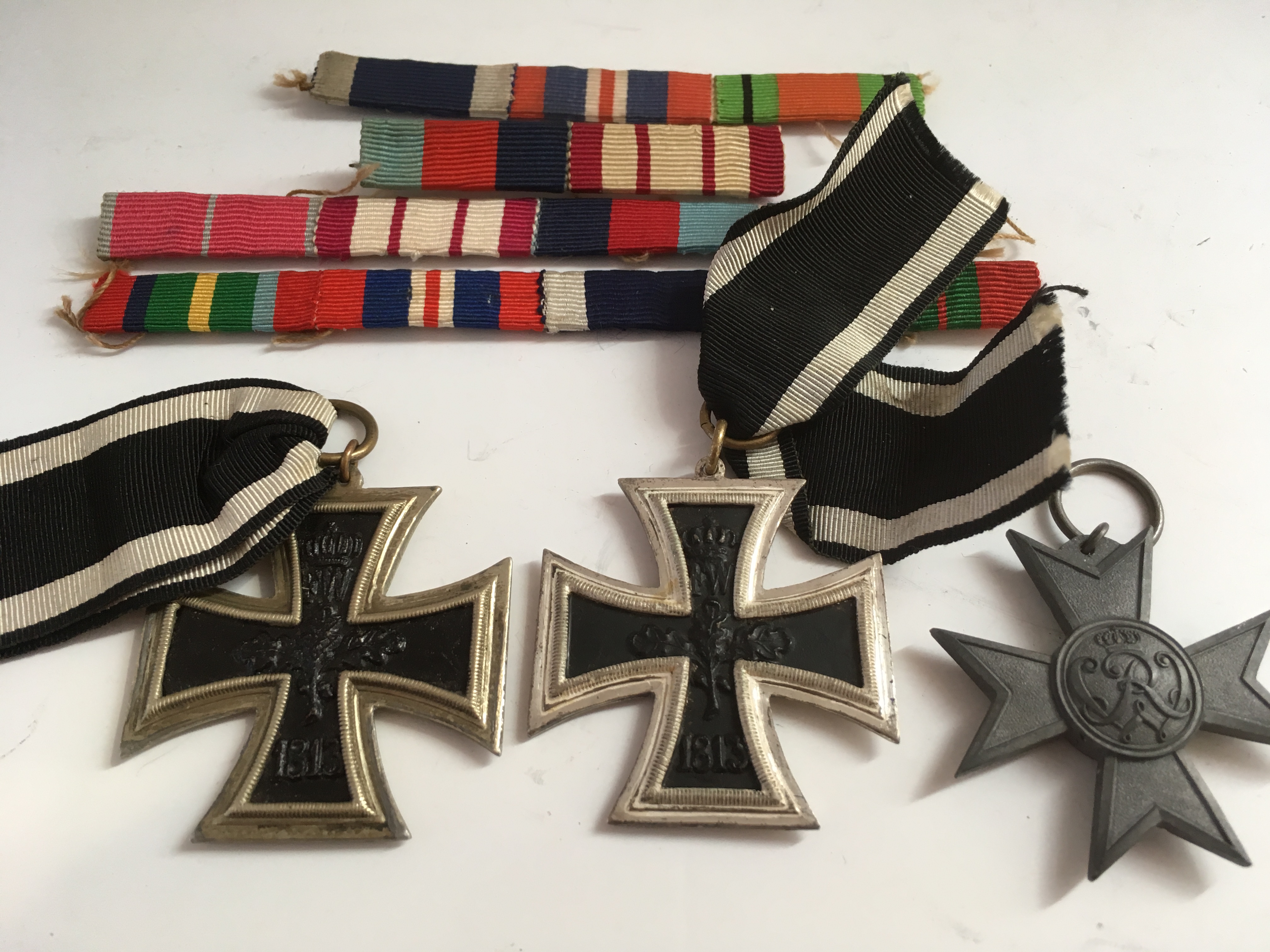 MEDALS: GERMAN WW1 MERIT CROSS FOR WAR AID (NO RIBBON), TWO IRON CROSS 1870,